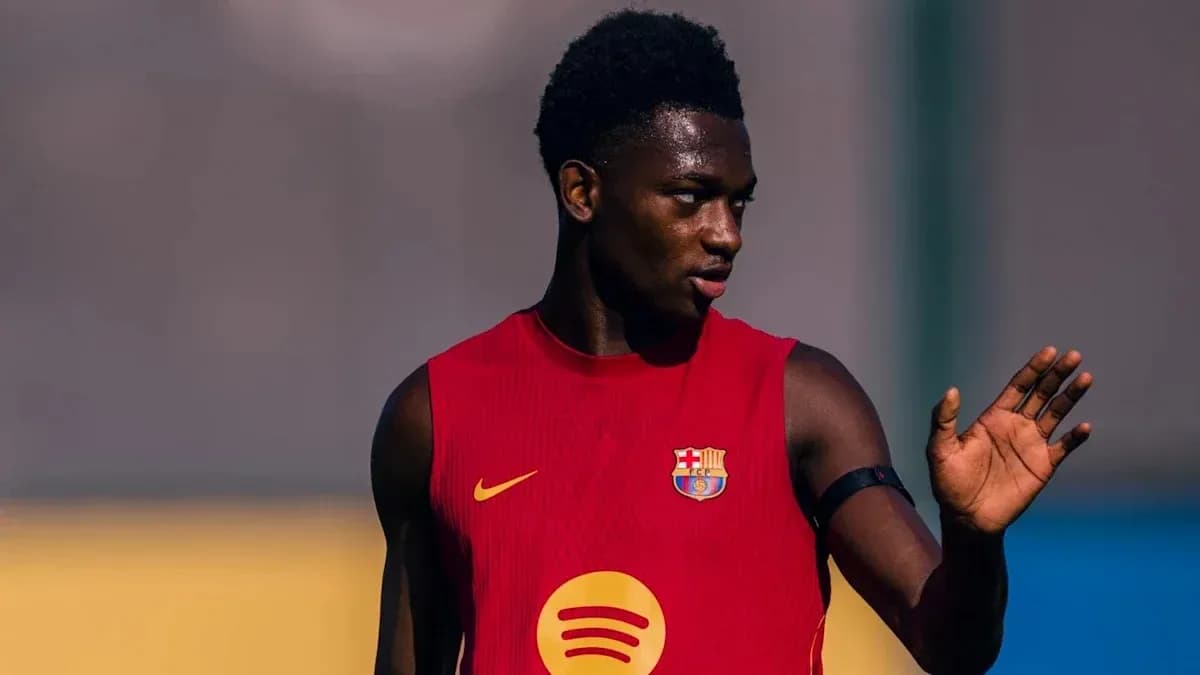Jugador de Barcelona entrenando en el campo