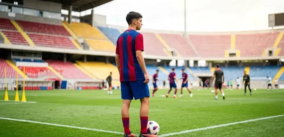 Jugador de fútbol en la esquina del campo durante entrenamiento