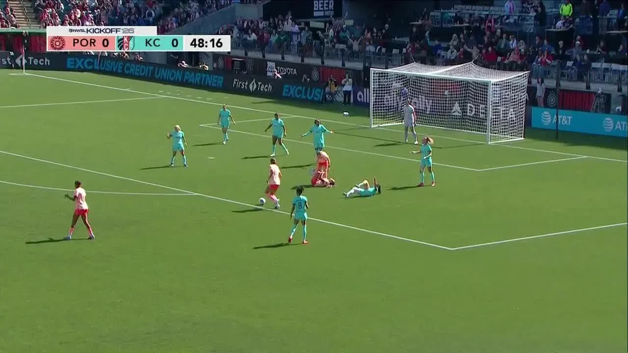 Acción durante el partido entre Kansas City y Portland Thorns