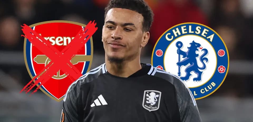 Jugador de Aston Villa con logotipos de Arsenal y Chelsea
