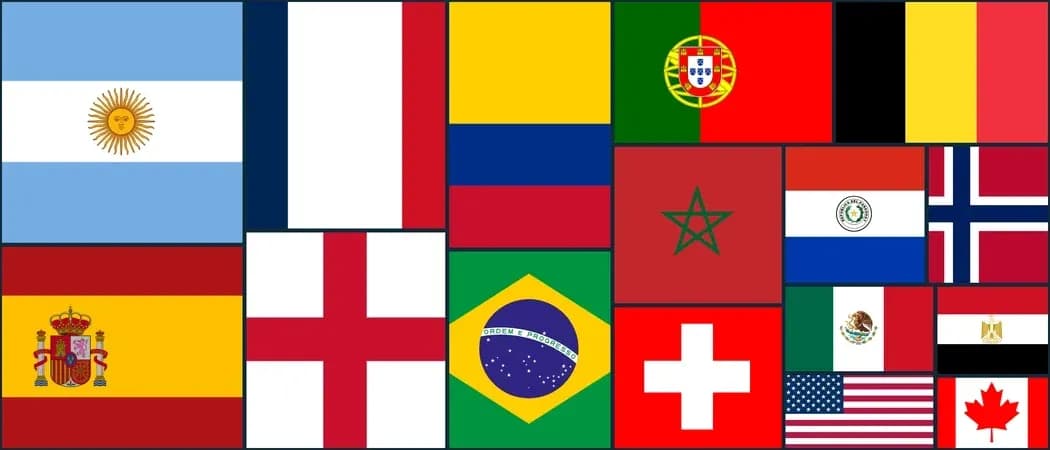 Banderas de varios países en un collage