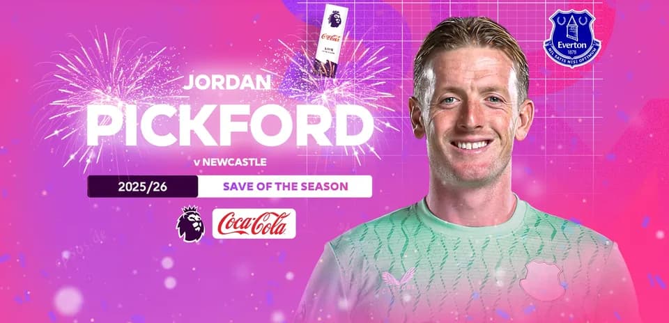 Jordan Pickford celebrando su parada de la temporada