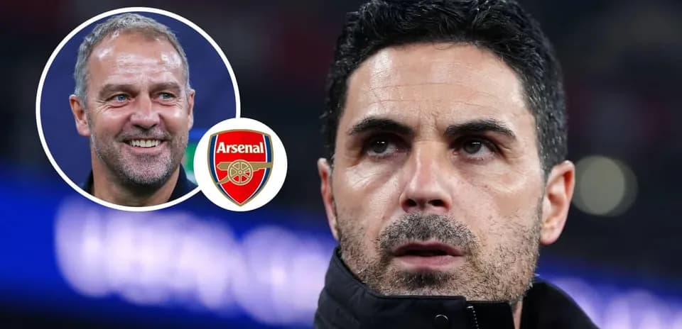 Entrenador de Arsenal con logo del club y otro entrenador