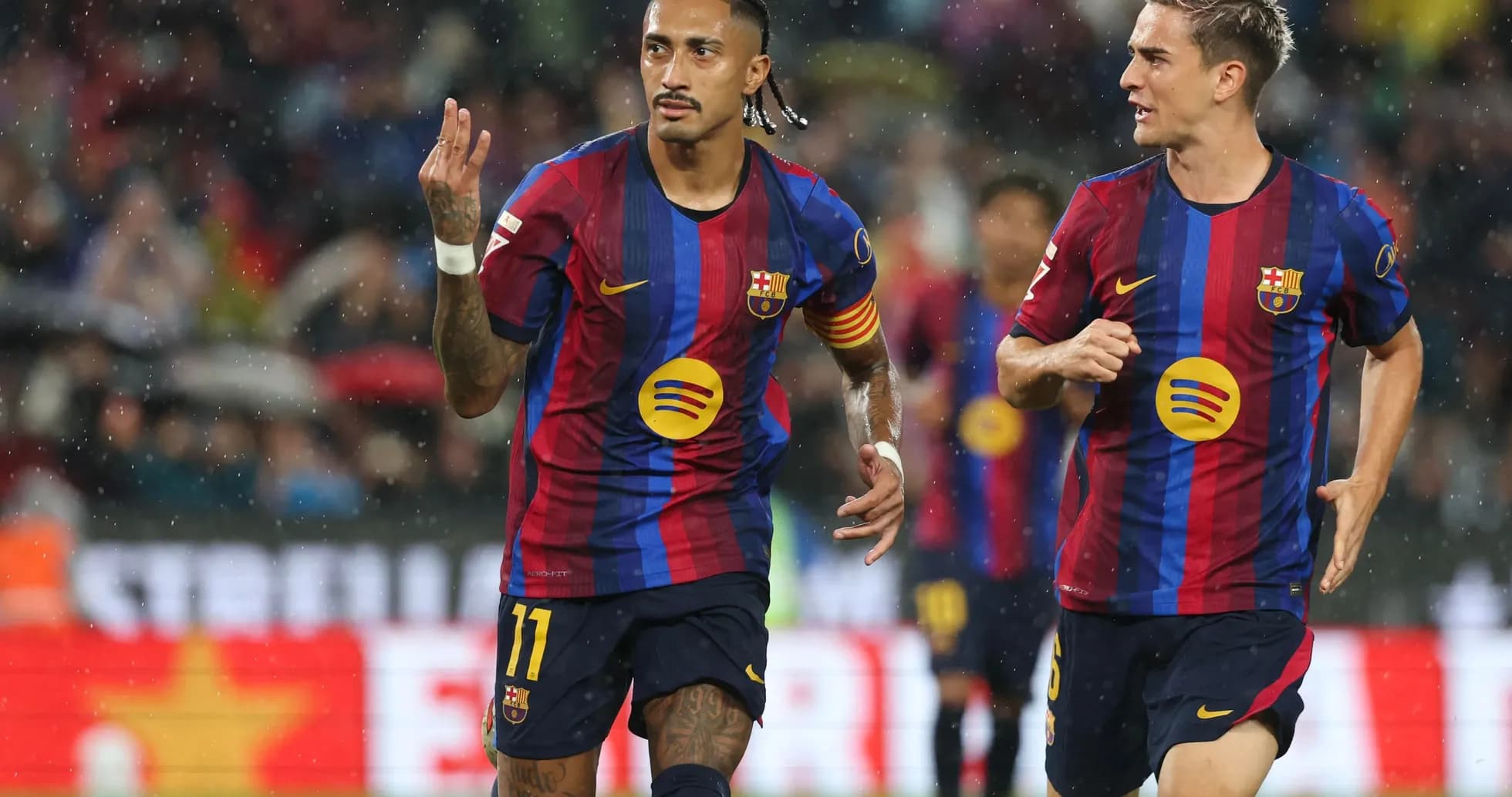 Jugadores del Barcelona celebrando un gol