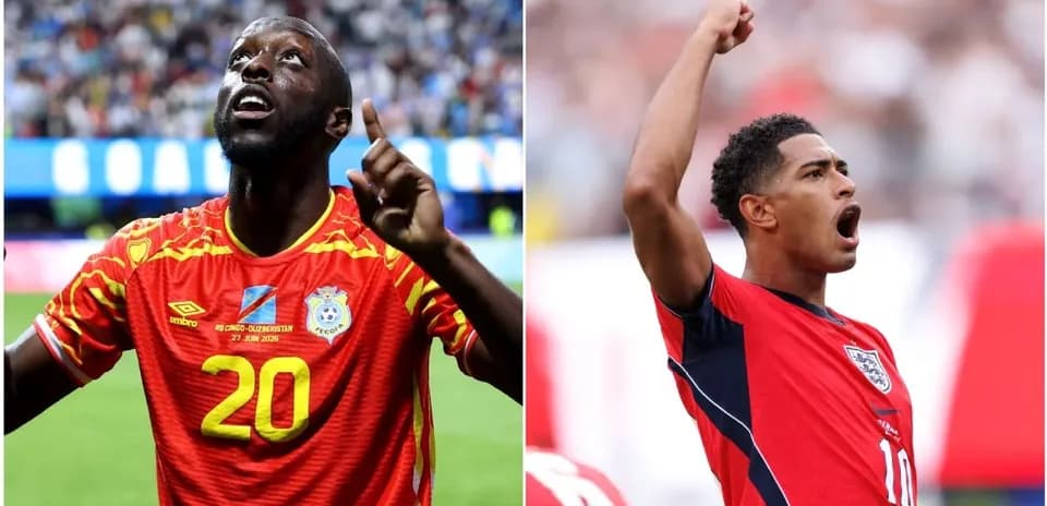 Jugadores de Congo DR e Inglaterra celebrando