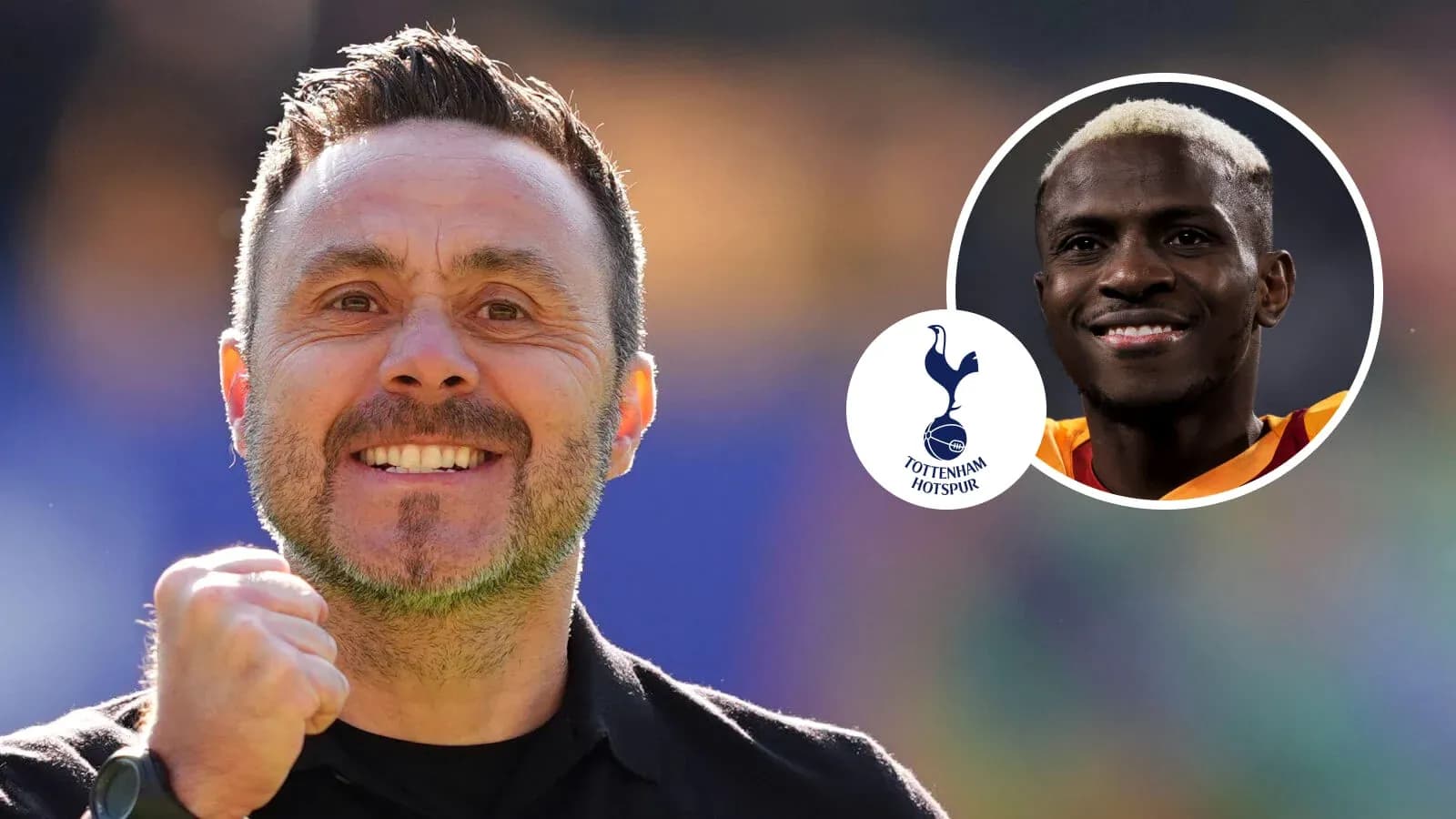 Entrenador de Tottenham Hotspur sonriente y emocionado