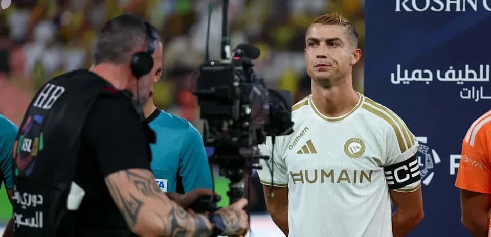 Cristiano Ronaldo en la ceremonia previa al partido