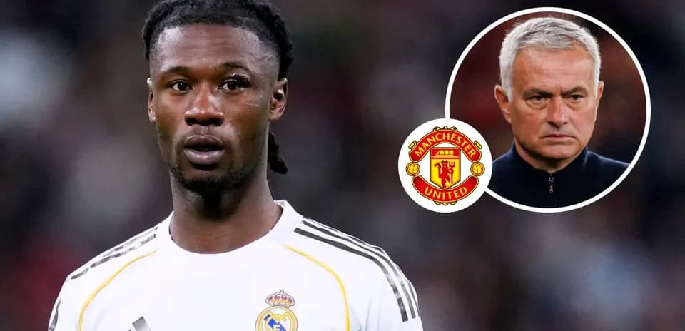 Jugador de Real Madrid con entrenador de Manchester United