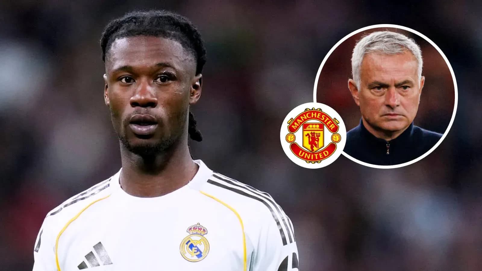 Jugador de Real Madrid con entrenador de Manchester United