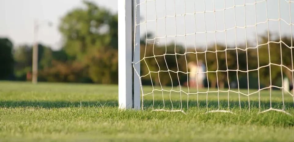 Portería de fútbol en campo verde despejado