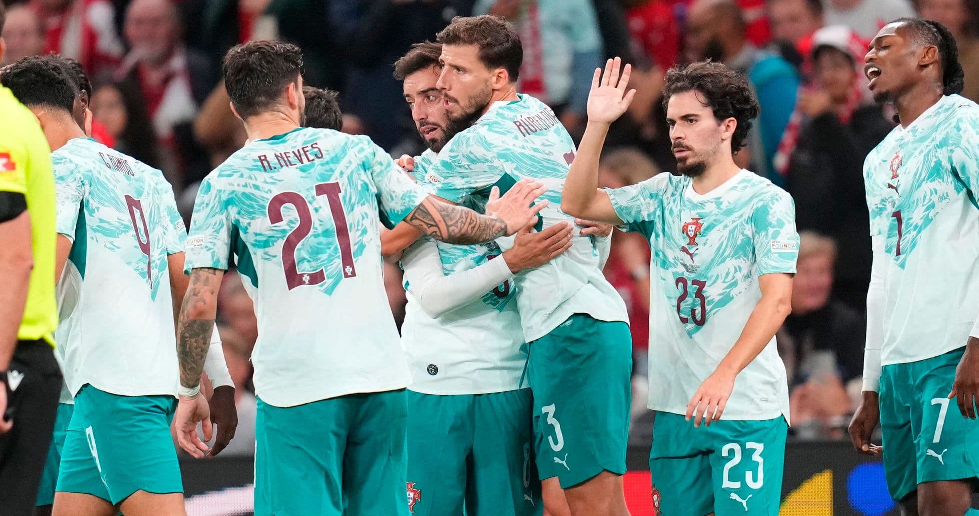 Valoraciones de jugadores de Portugal vs Dinamarca: Bruno Fernandes destaca en victoria contundente