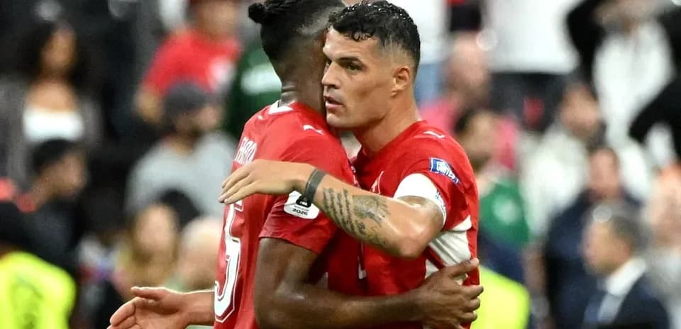 Jugadores de Suiza celebrando un gol Jugadores de Suiza celebrando un gol