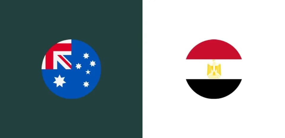 Banderas de Australia y Egipto en fondo blanco Banderas de Australia y Egipto en fondo blanco