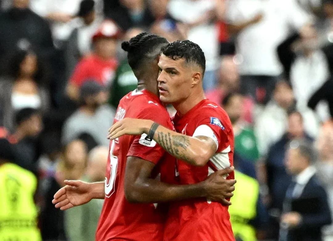 Jugadores de Suiza celebrando un gol Jugadores de Suiza celebrando un gol