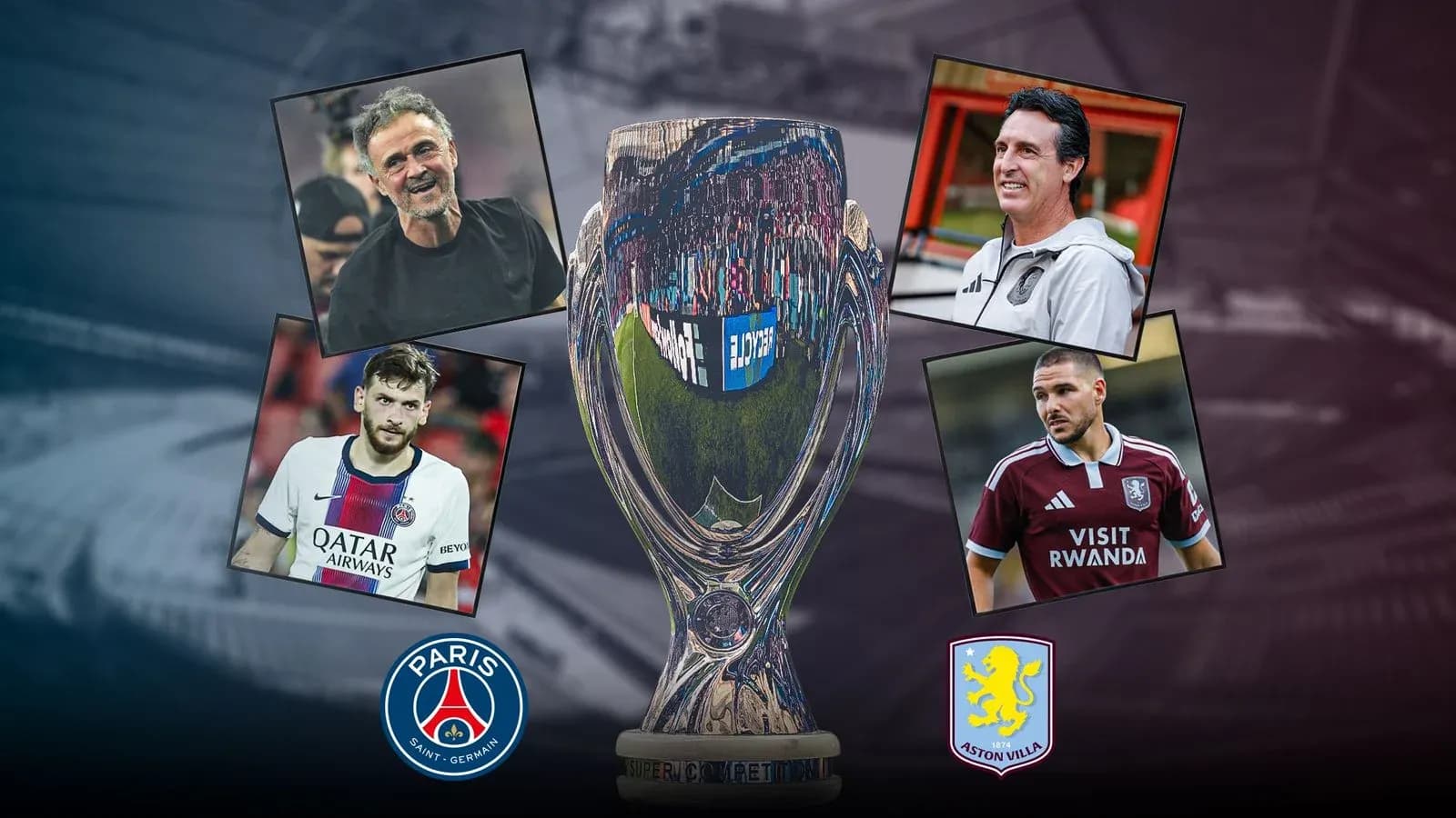Entrenadores y jugadores con trofeo de la Supercopa Entrenadores y jugadores con trofeo de la Supercopa