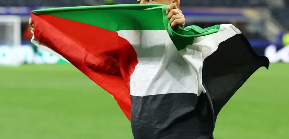 Persona sosteniendo una bandera de Palestina en el campo Persona sosteniendo una bandera de Palestina en el campo