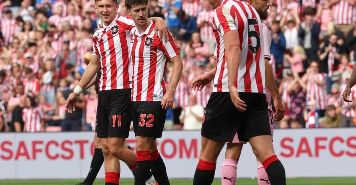 Jugadores de Sunderland celebrando un gol en el estadio Jugadores de Sunderland celebrando un gol en el estadio