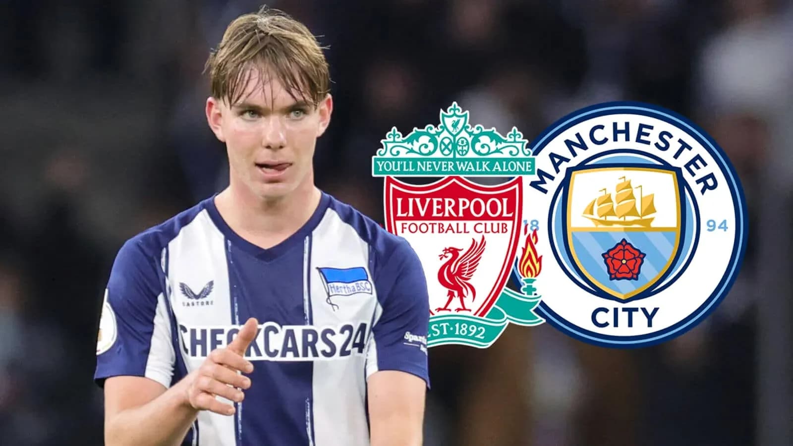 Jugador señalando durante partido entre Liverpool y Manchester City Jugador señalando durante partido entre Liverpool y Manchester City