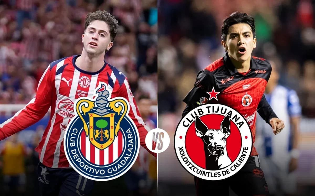 Jugadores de Chivas y Tijuana en acción Jugadores de Chivas y Tijuana en acción