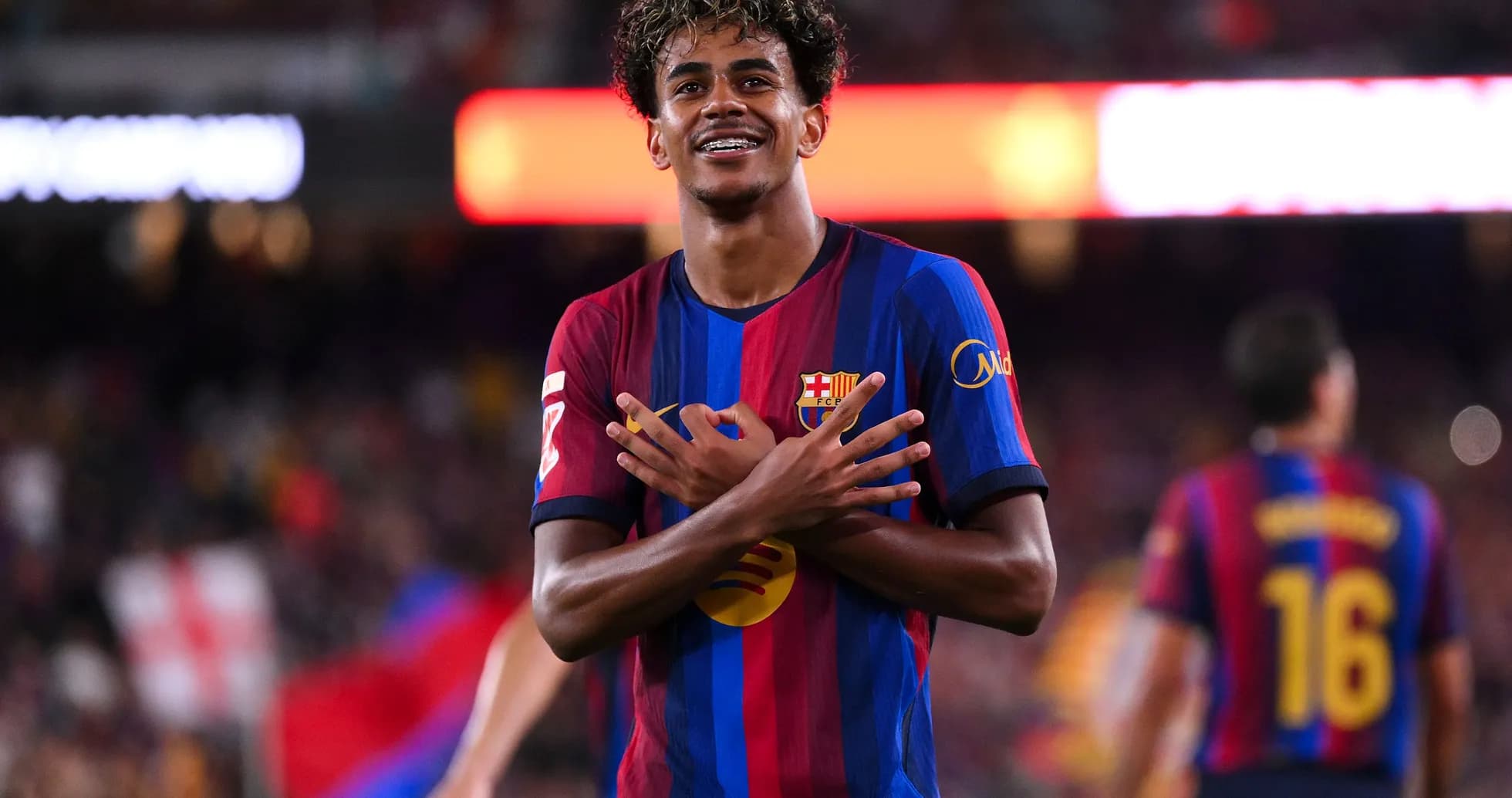Jugador del FC Barcelona celebrando un gol Jugador del FC Barcelona celebrando un gol