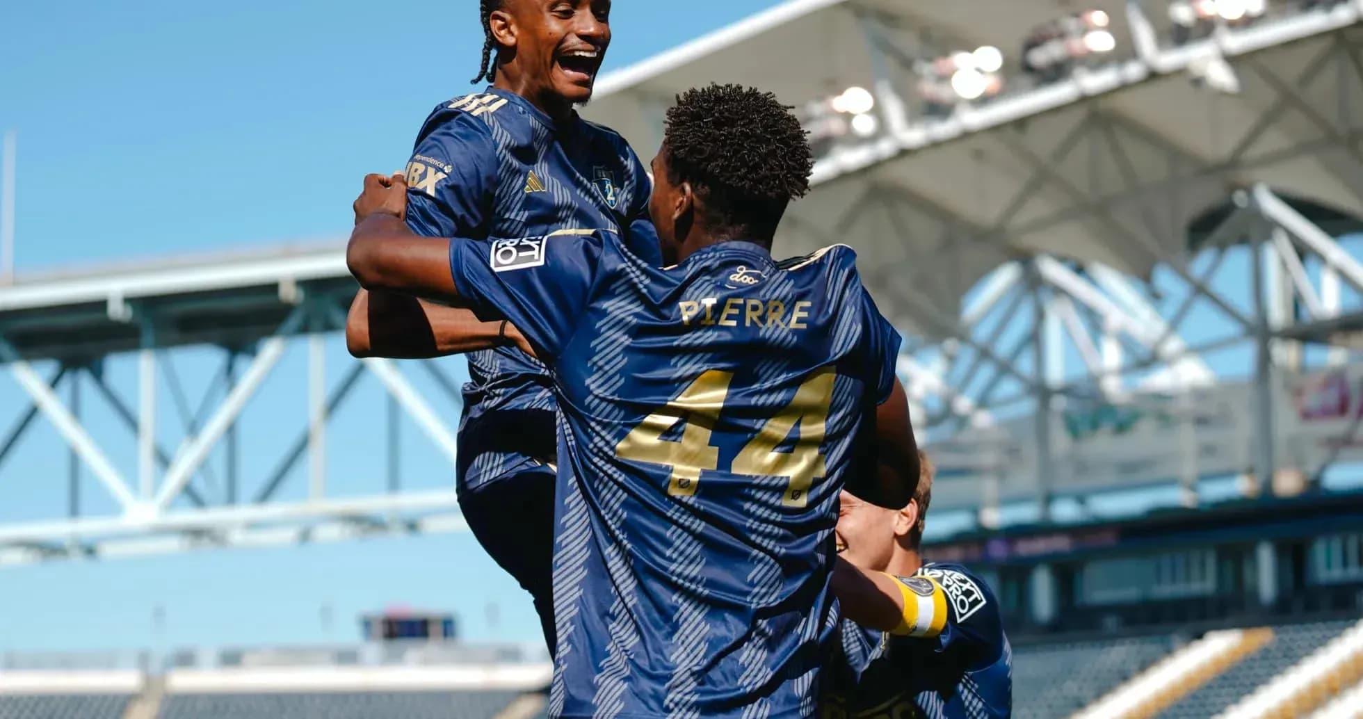 Jugadores celebrando un gol del Philadelphia Union II Jugadores celebrando un gol del Philadelphia Union II