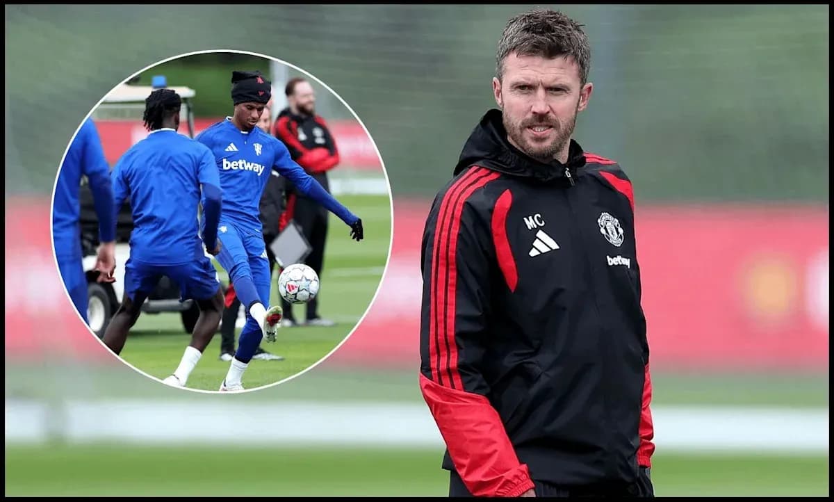 Michael Carrick observing training session with players Michael Carrick observing training session with players