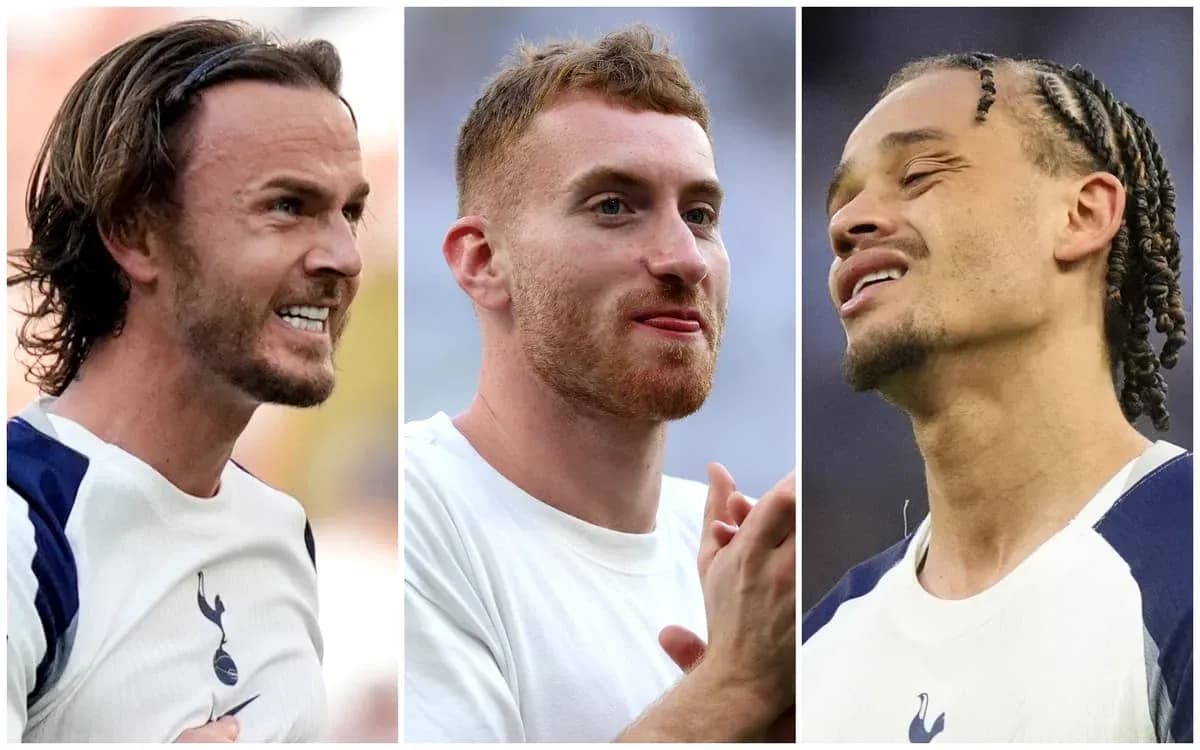 Tres jugadores de Tottenham en entrenamiento previo a un partido Tres jugadores de Tottenham en entrenamiento previo a un partido