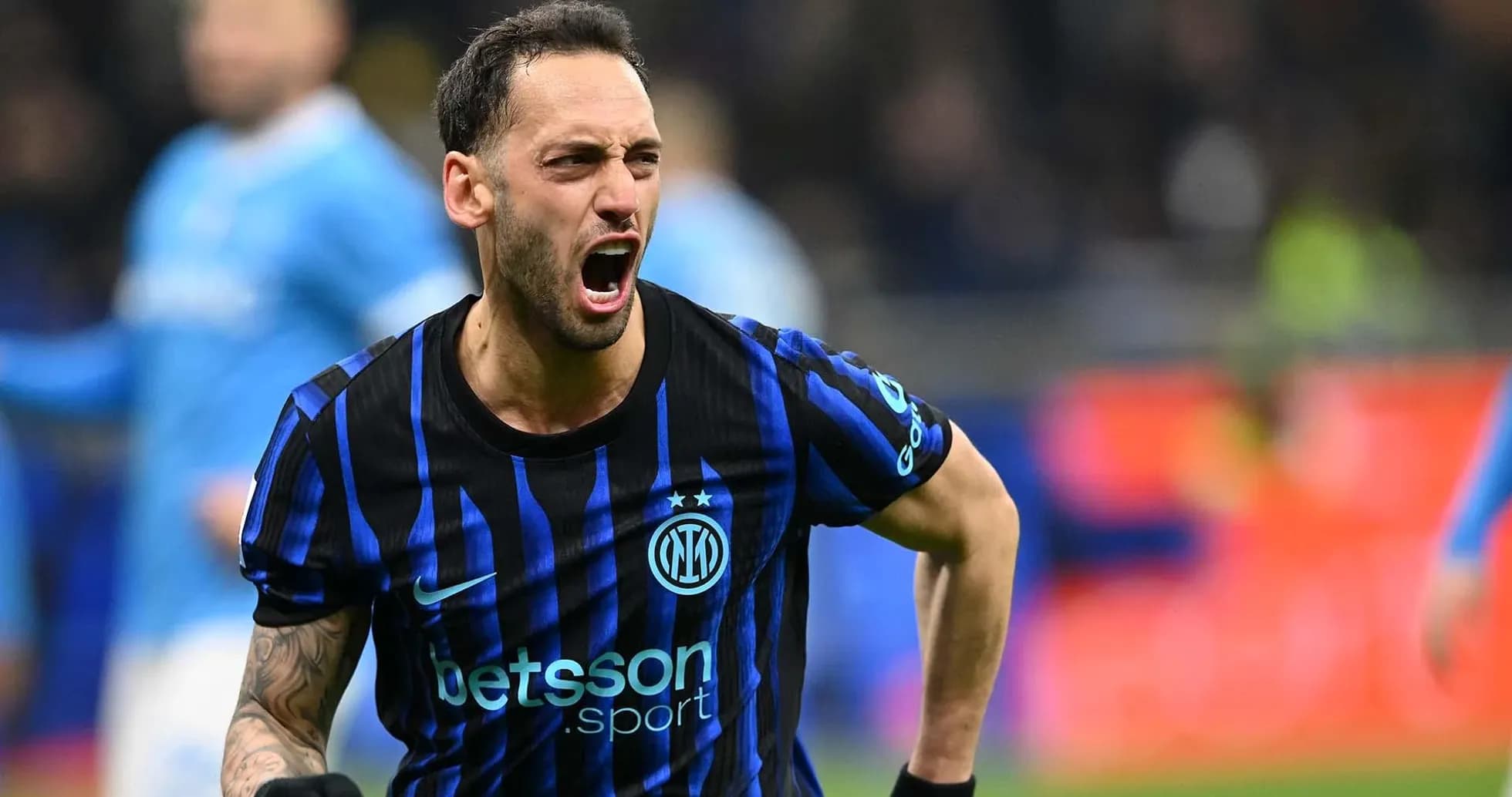 Jugador de Inter celebrando un gol Jugador de Inter celebrando un gol