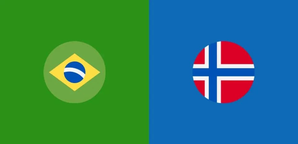 Banderas de Brasil y Noruega en fondo colorido Banderas de Brasil y Noruega en fondo colorido