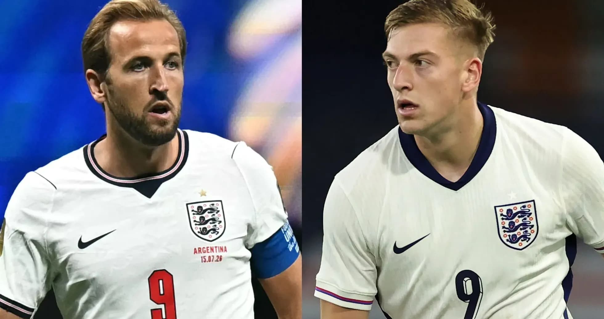 Dos jugadores de Inglaterra en uniforme durante un partido Dos jugadores de Inglaterra en uniforme durante un partido