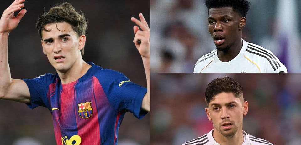 Jugadores de Barcelona y Real Madrid durante partido Jugadores de Barcelona y Real Madrid durante partido