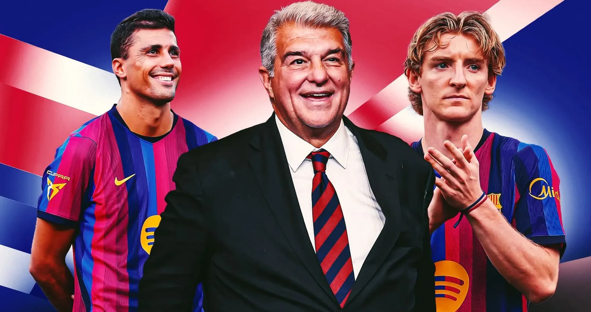 Jugadores de Barcelona y presidente en fondo colorido Jugadores de Barcelona y presidente en fondo colorido