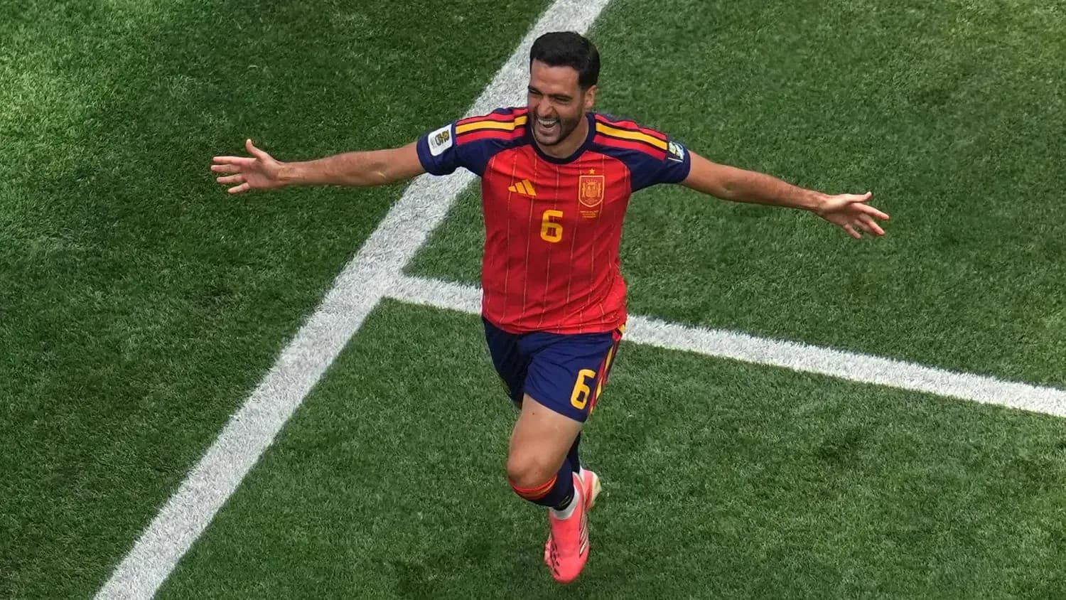 Jugador de España celebrando un gol Jugador de España celebrando un gol