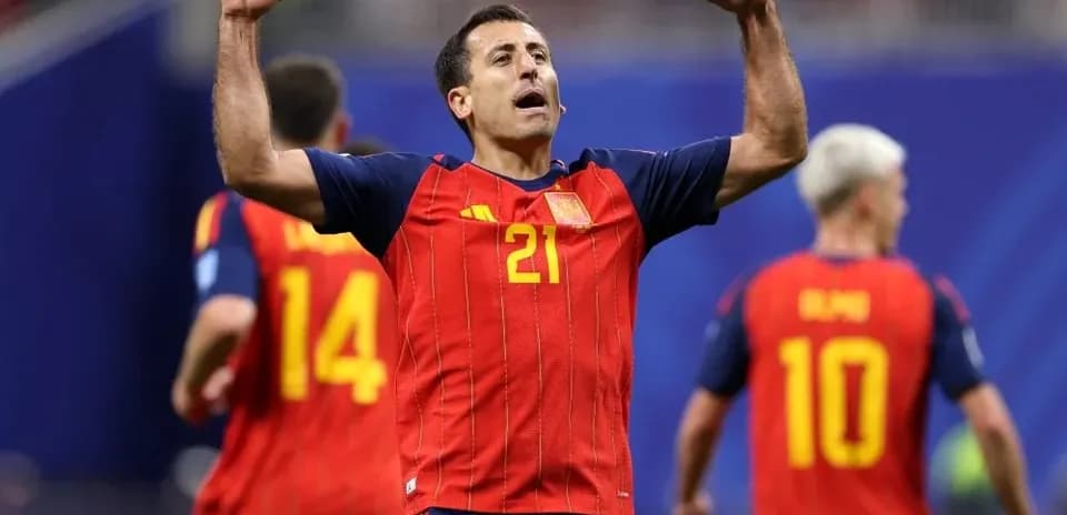 Jugador de España celebrando un gol en el partido Jugador de España celebrando un gol en el partido