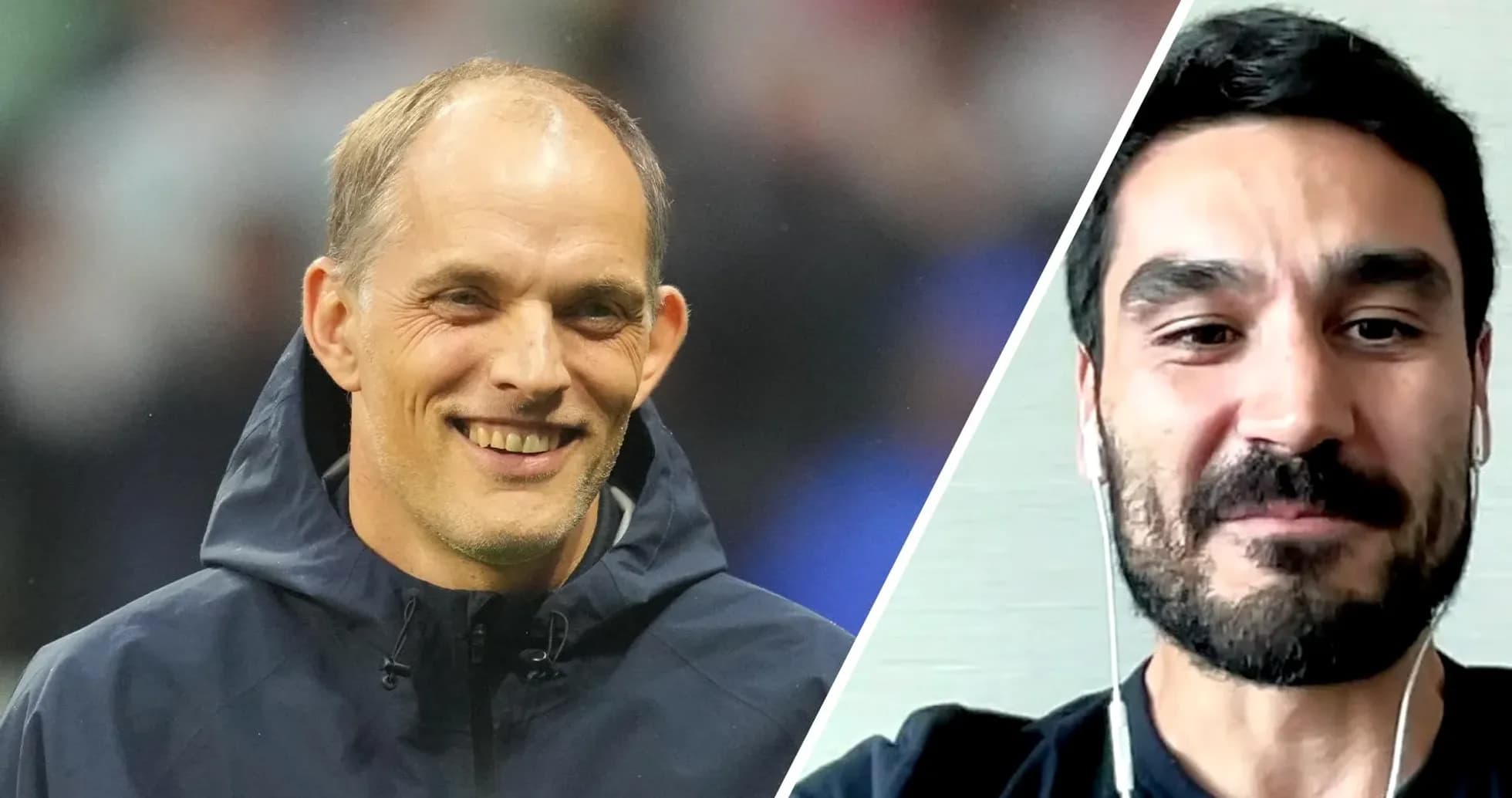 Thomas Tuchel y Ilkay Gündogan sonriendo en video llamada Thomas Tuchel y Ilkay Gündogan sonriendo en video llamada