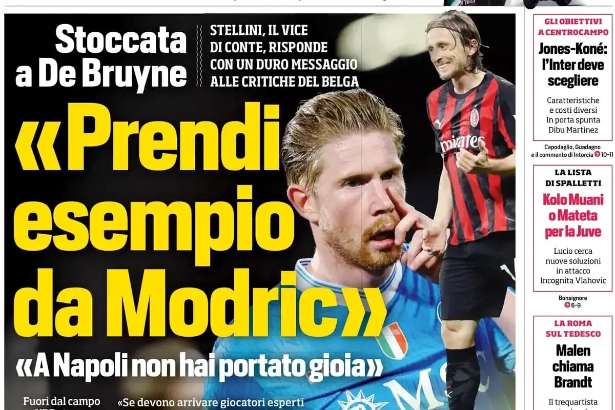 Titulares sobre De Bruyne y Modric en periódico deportivo Titulares sobre De Bruyne y Modric en periódico deportivo