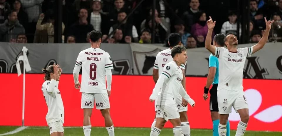 Jugadores de Fluminense celebrando un gol Jugadores de Fluminense celebrando un gol