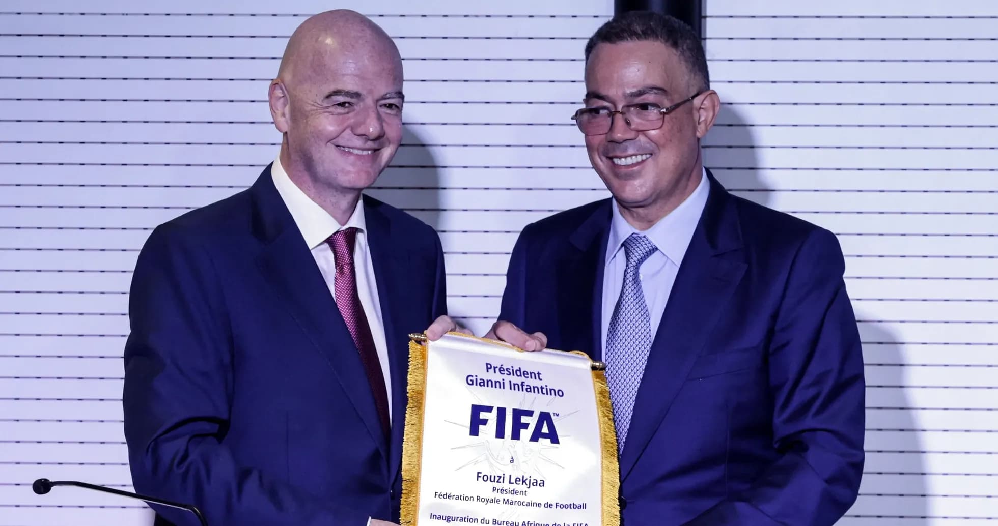 Gianni Infantino y Fouzi Lekjaa en ceremonia Gianni Infantino y Fouzi Lekjaa en ceremonia
