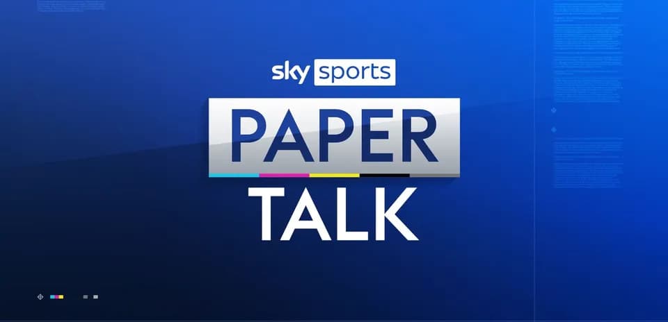 Logo de Sky Sports Paper Talk sobre fondo azul Logo de Sky Sports Paper Talk sobre fondo azul