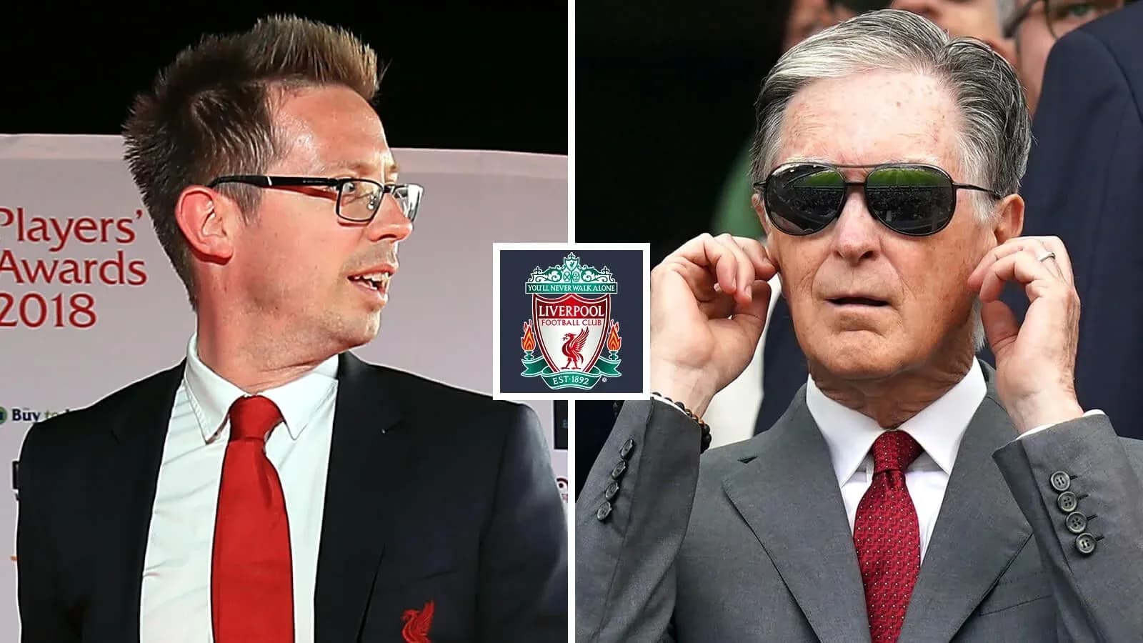 Dos hombres en evento de Liverpool FC Dos hombres en evento de Liverpool FC