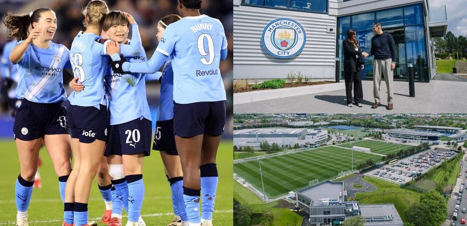 Jugadoras de Manchester City celebrando un gol Jugadoras de Manchester City celebrando un gol