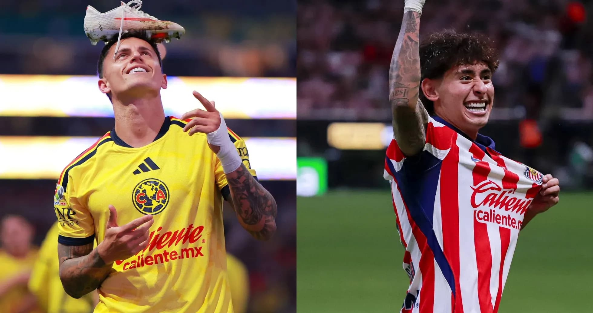Jugadores de Club América y Chivas celebrando Jugadores de Club América y Chivas celebrando