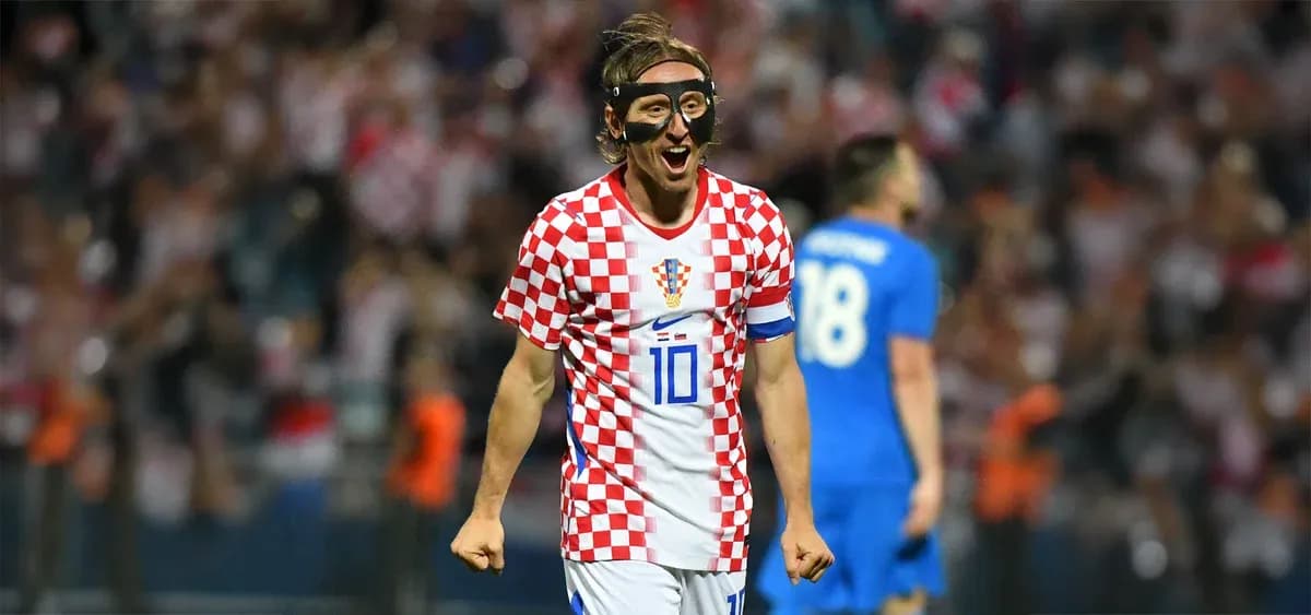 Luka Modrić celebrando un gol con la selección croata Luka Modrić celebrando un gol con la selección croata