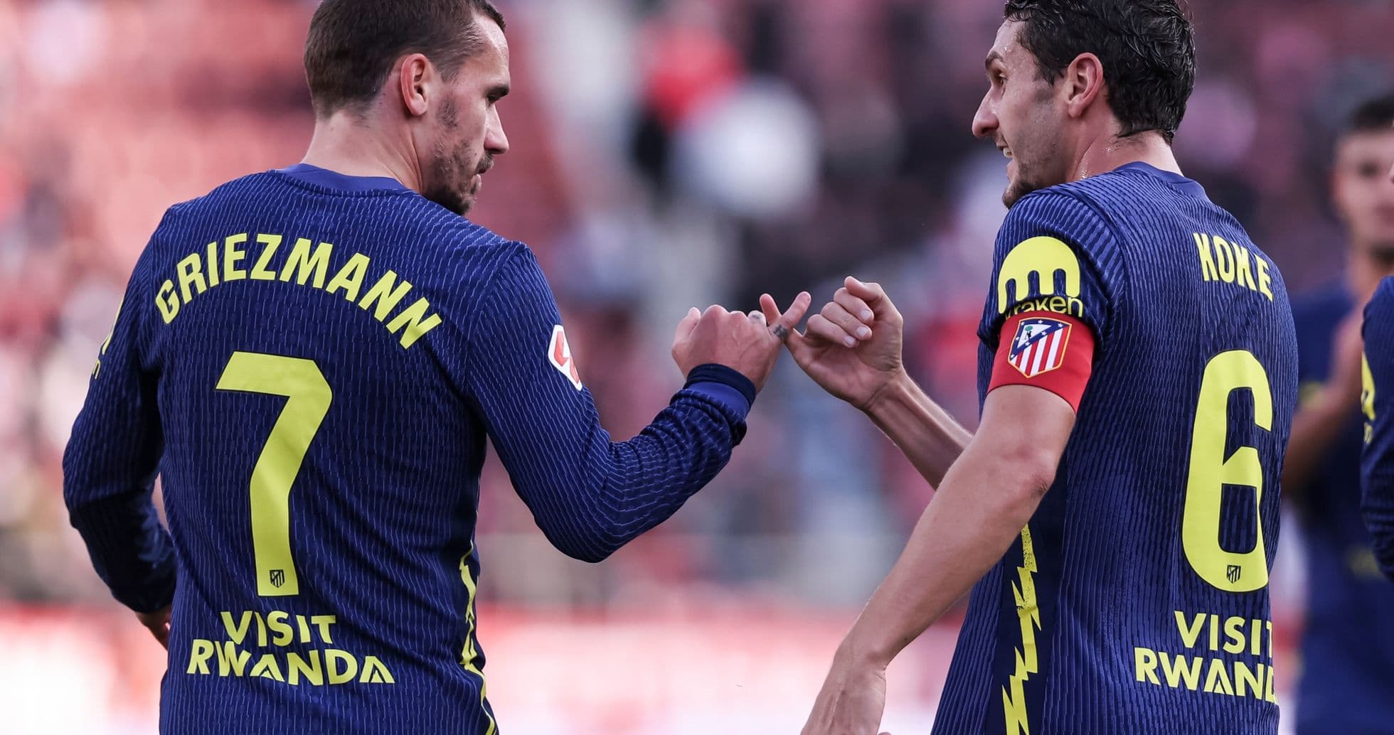 Griezmann y Koke en celebración durante el partido Griezmann y Koke en celebración durante el partido