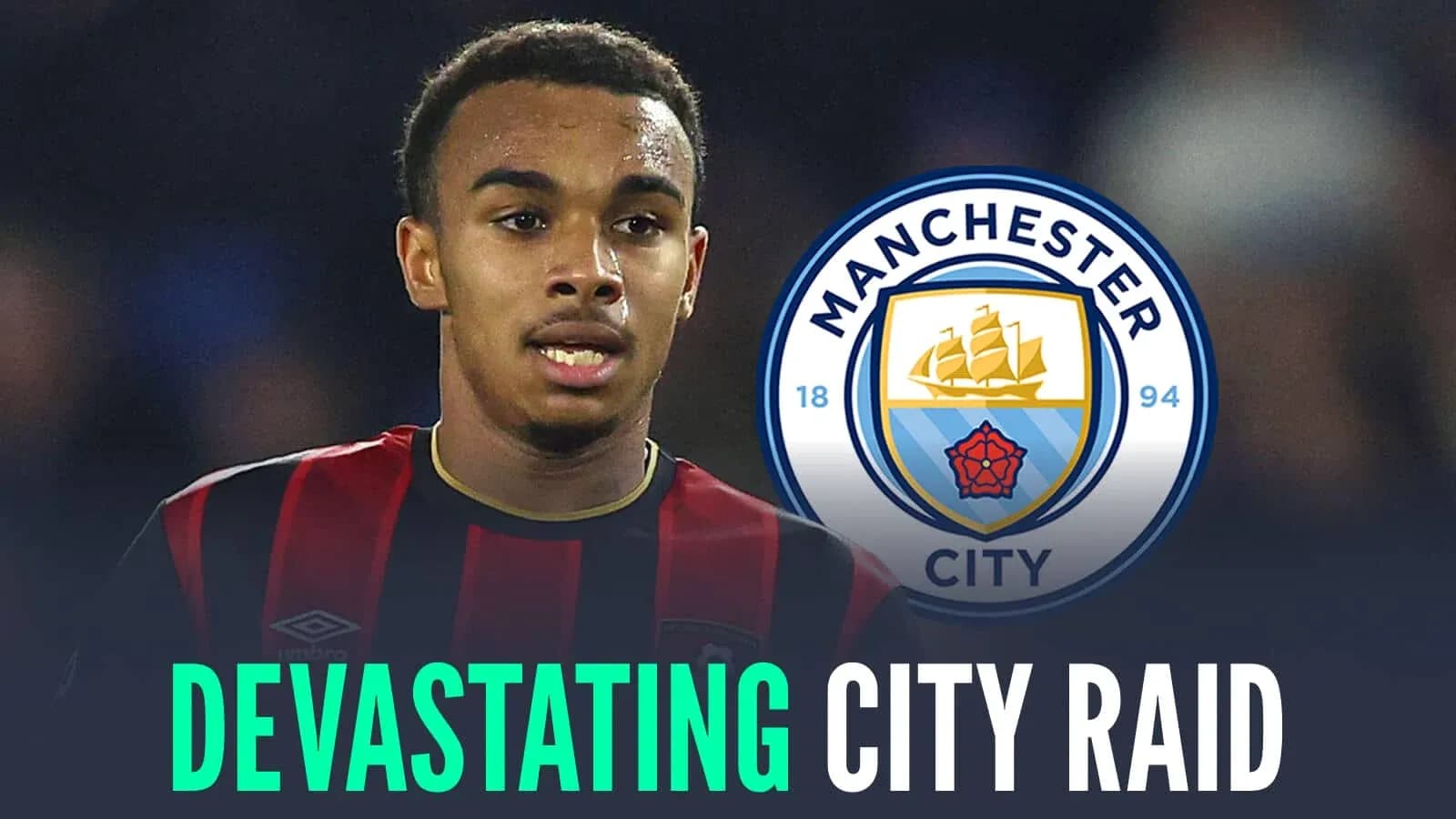 Jugador de Bournemouth con logo de Manchester City Jugador de Bournemouth con logo de Manchester City