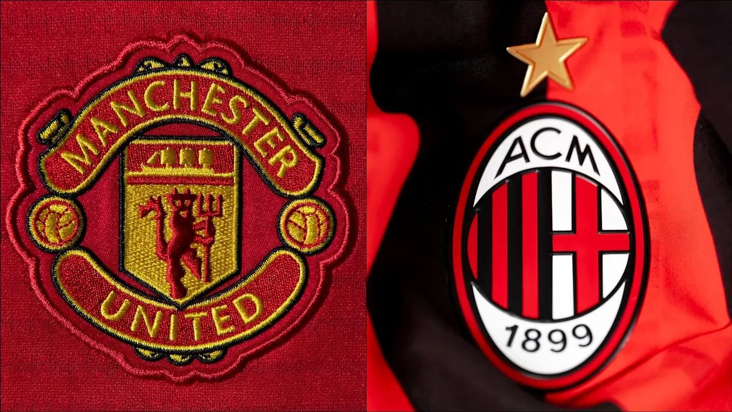 Escudos de Manchester United y AC Milan Escudos de Manchester United y AC Milan