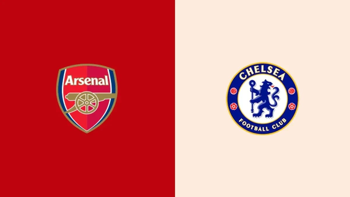 Logos de Arsenal y Chelsea sobre fondo colorido Logos de Arsenal y Chelsea sobre fondo colorido