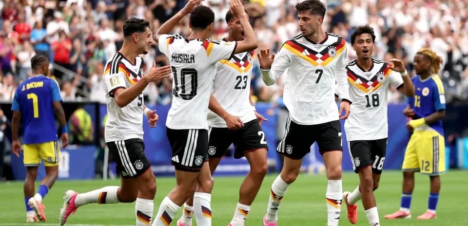 Jugadores de Alemania celebrando un gol Jugadores de Alemania celebrando un gol