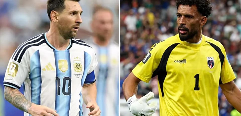 Lionel Messi y portero de Cabo Verde Lionel Messi y portero de Cabo Verde
